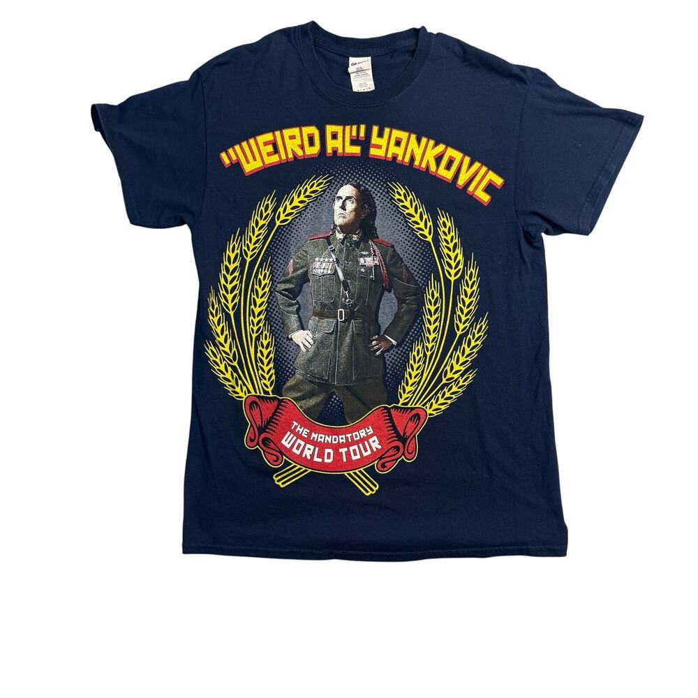 Official Weird Al Yankovic Mandatory World Tour T Shirt Navy Blue Mens